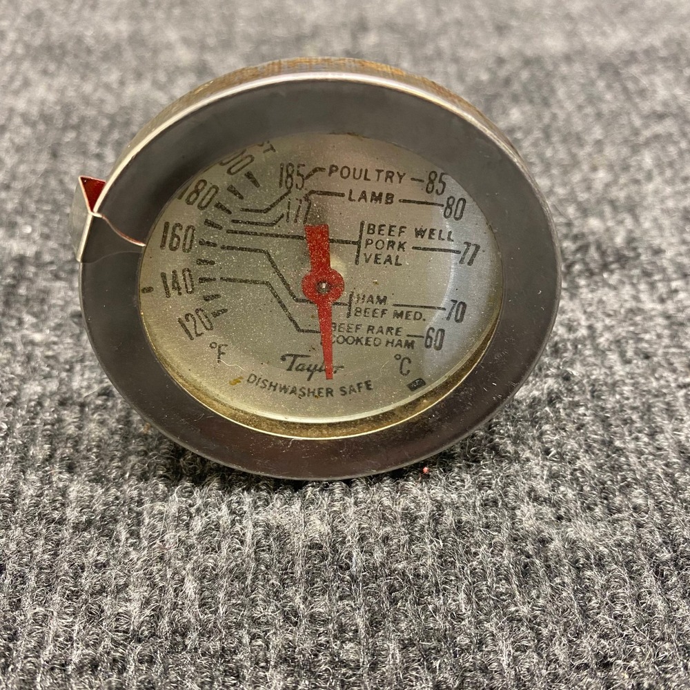 Taylor Vintage Analog Meat Thermometer Stainless Steel Dishwasher Safe Silver